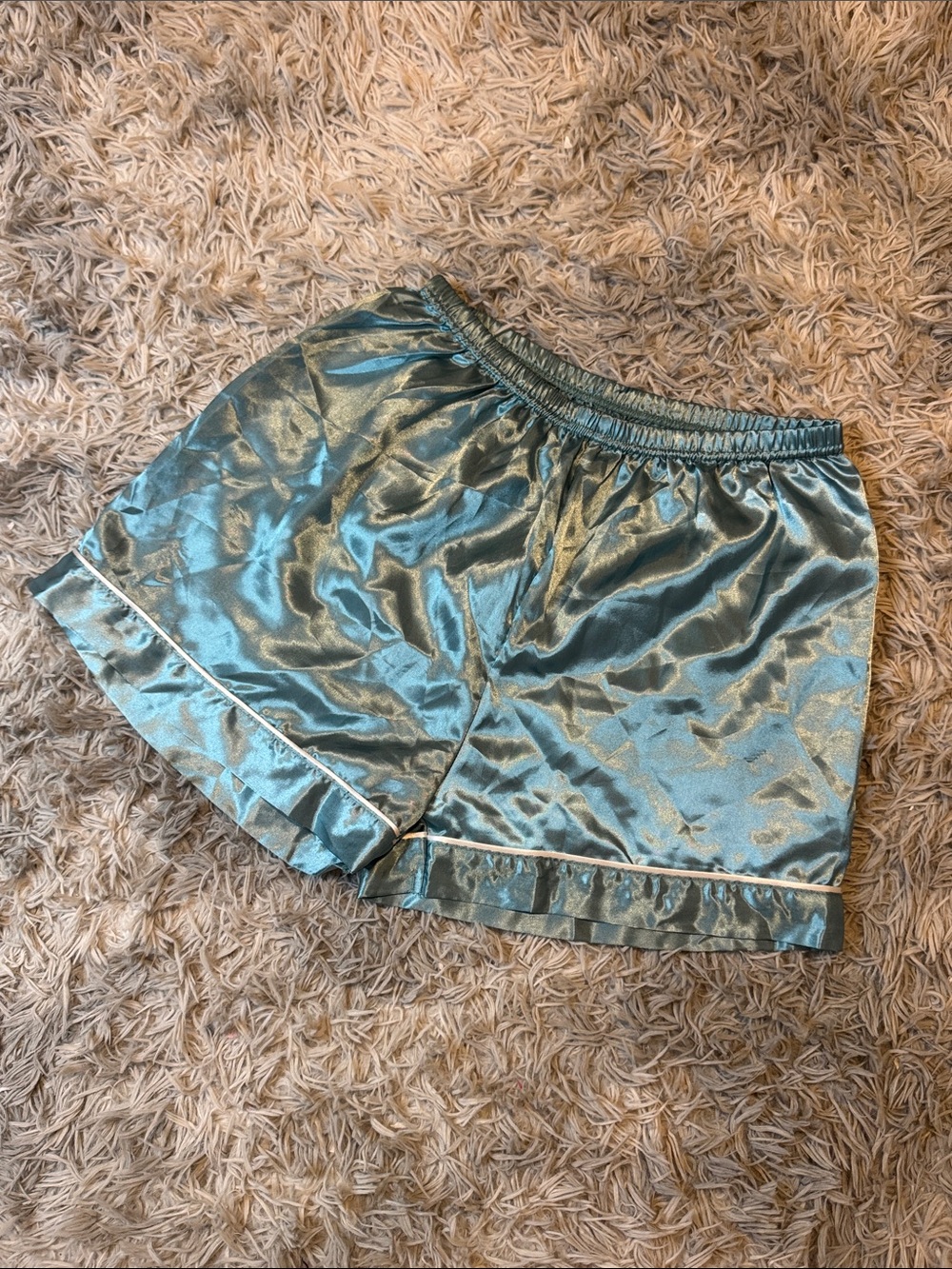 SHEIN Satin Elastic-Waist Shorts in Teal